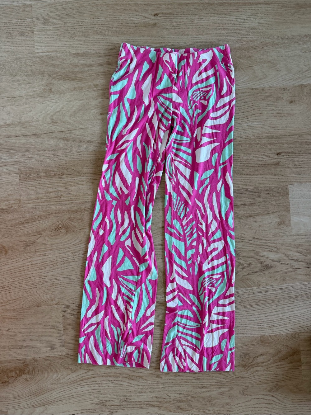 Lilly Pulitzer Pink & Mint Leaf-Print Wide-Leg Pants